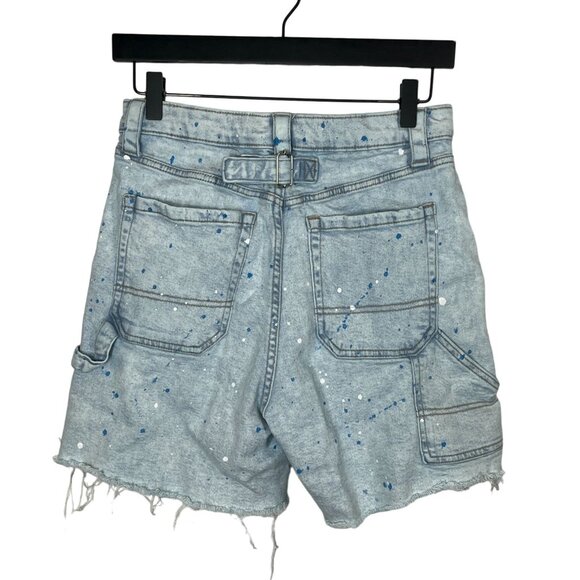Wild Fable Shorts Womens 8 Blue Jean Denim High Rise Utility Fray Paint Splatter - Picture 4 of 16
